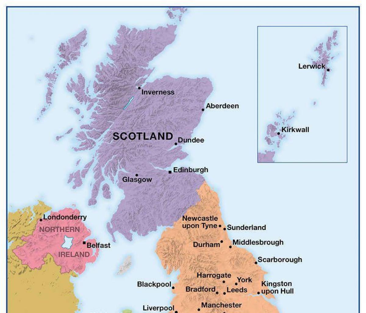 Mappa del Nord del Regno Unito (Regno Unito)
