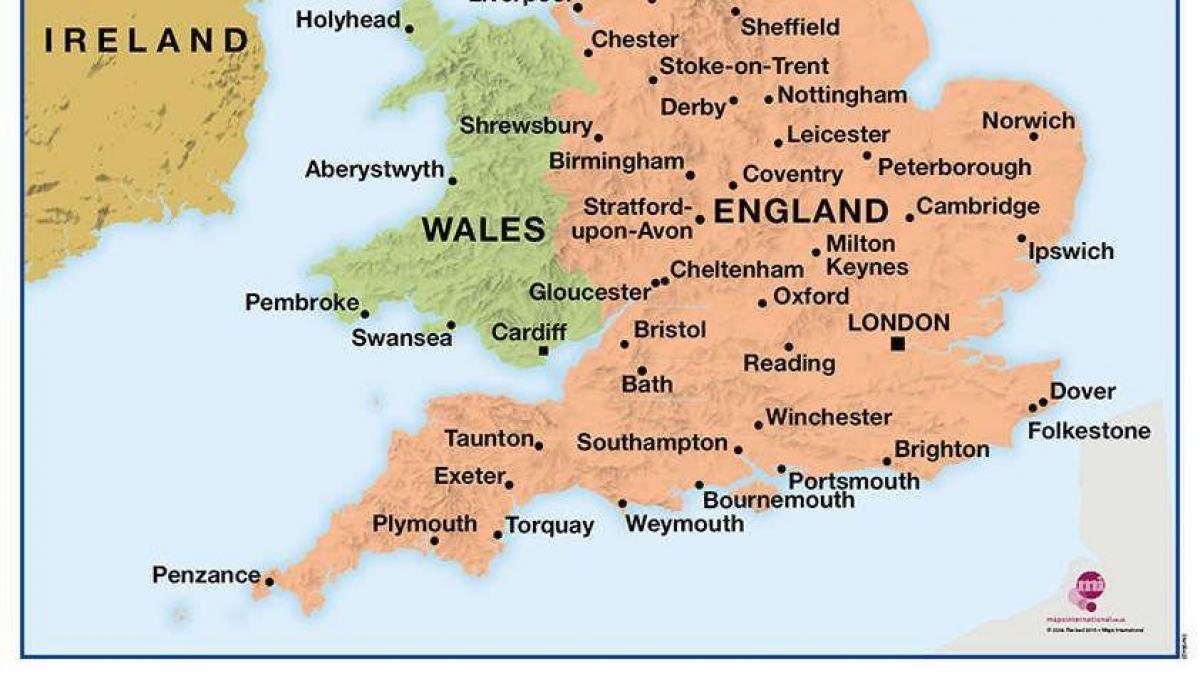 Mappa del Sud del Regno Unito (Regno Unito)