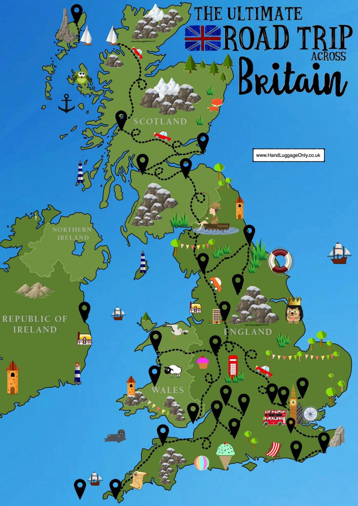 Mappa di viaggio Regno Unito (UK)