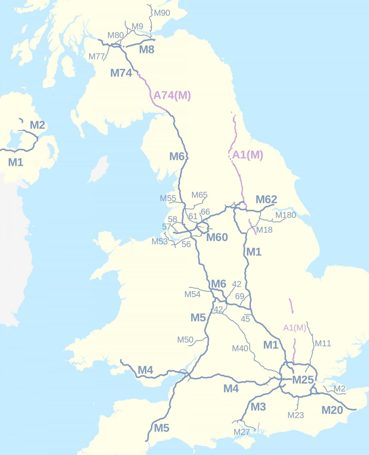 Mappa delle autostrade del Regno Unito (Regno Unito)