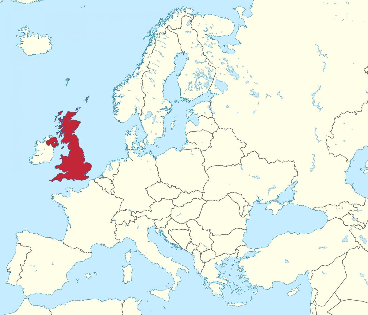 Regno Unito (UK) posizione sulla mappa dell'Europa