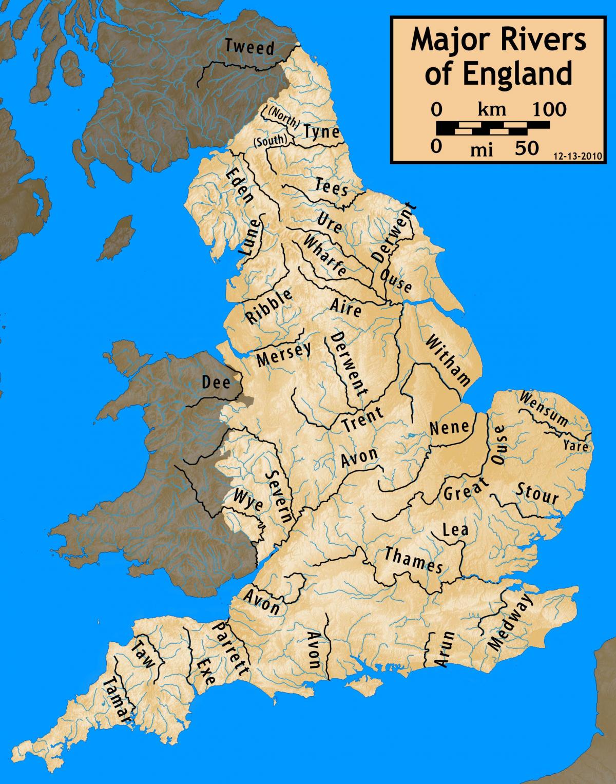 Mappa dei fiumi in Regno Unito (Regno Unito)