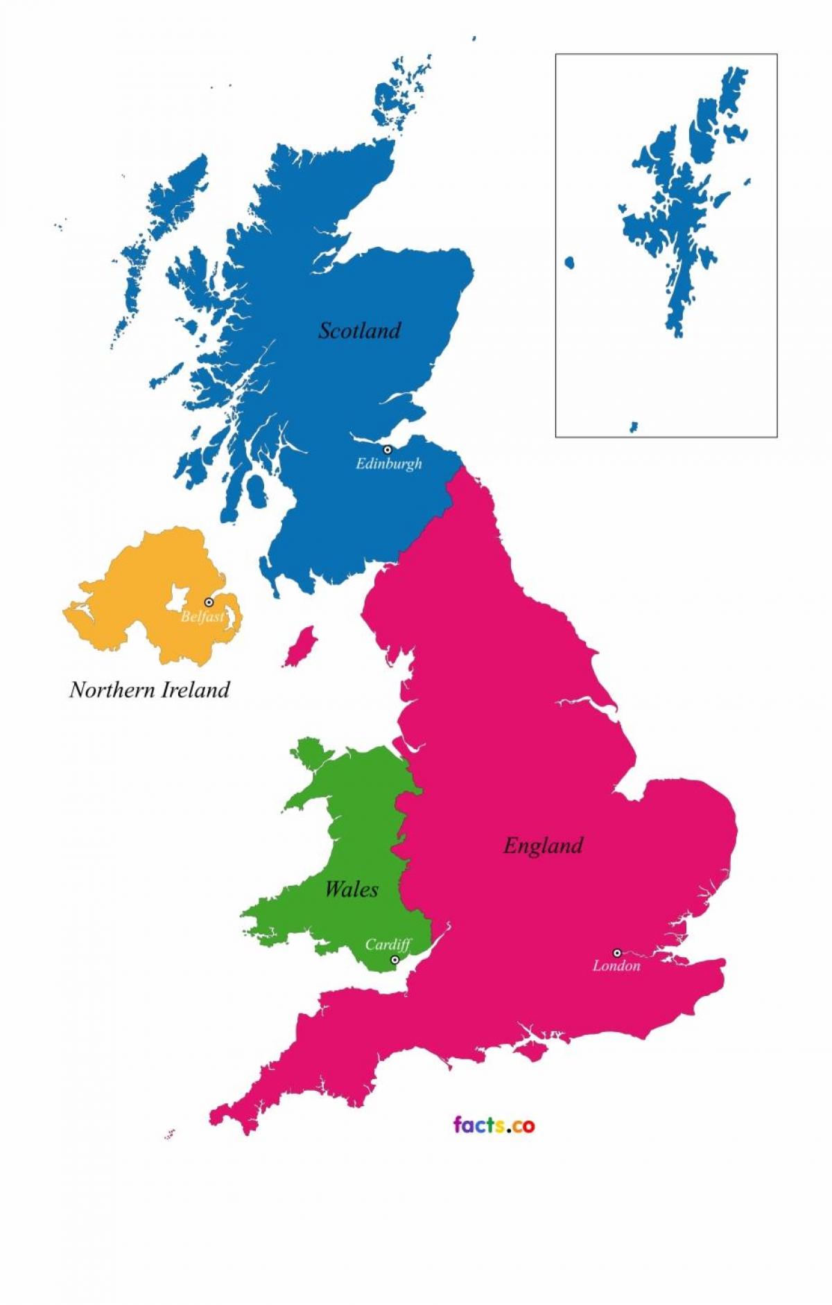Mappa dello stato del Regno Unito (UK)